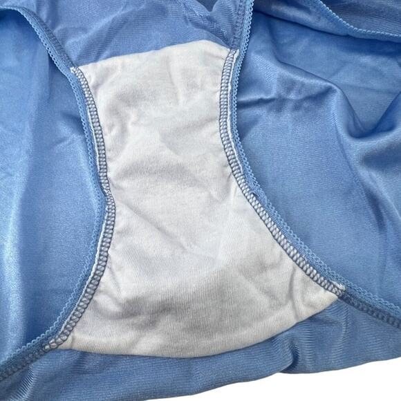 Shimmering Shiny 100% Nylon Panty Panties Briefs Granny Style Blue Women Size 6 - Picture 3 of 7